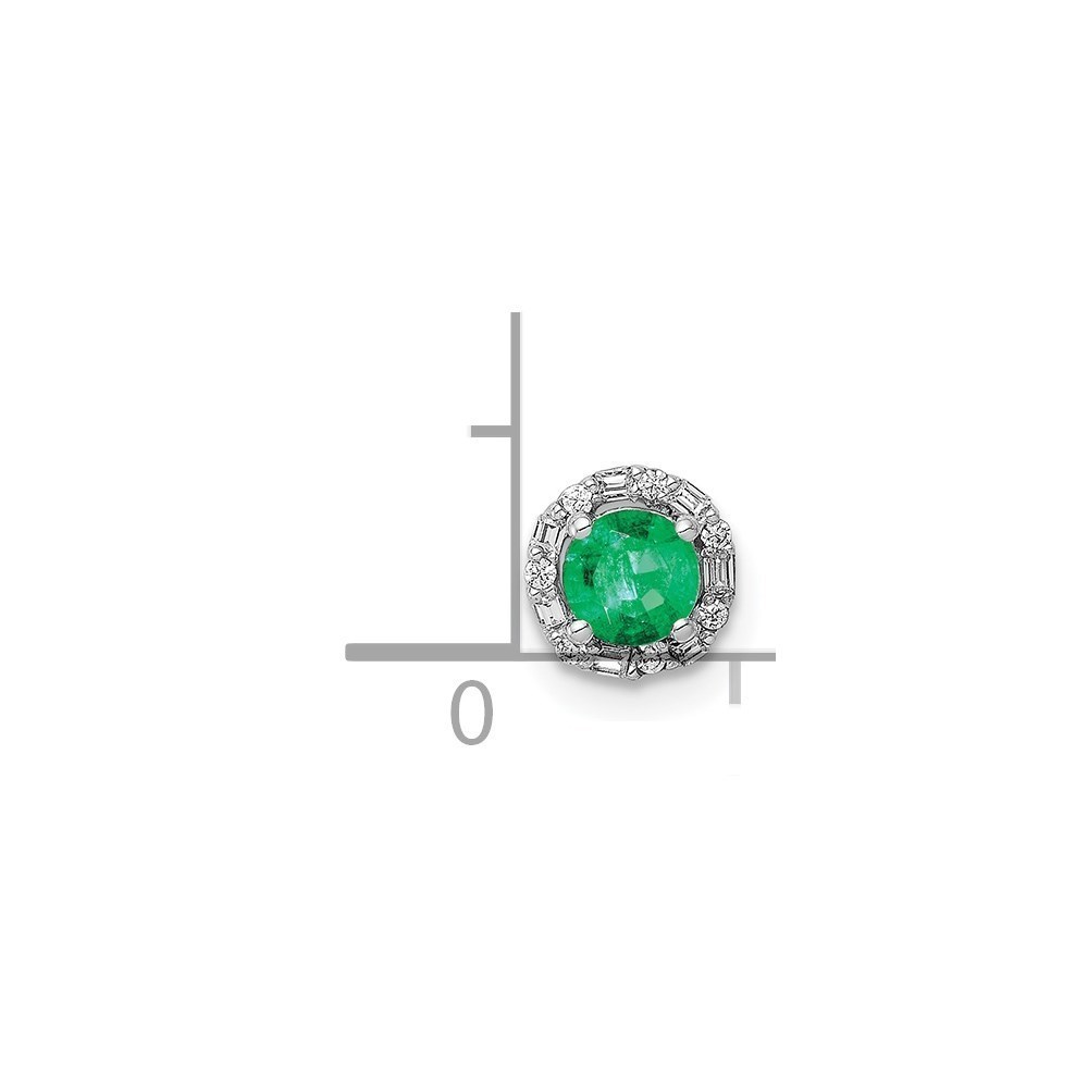 14k White Gold Halo 1/20ct. Diamond and Green Emerald Chain Slide - Picture 2 of 2